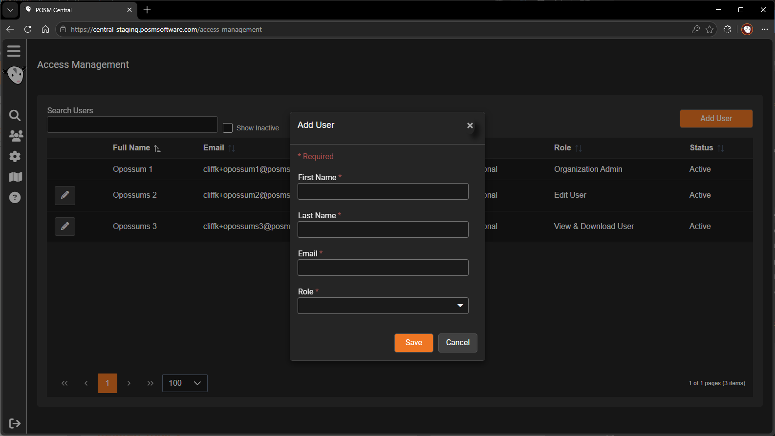 Add a user from Access Management