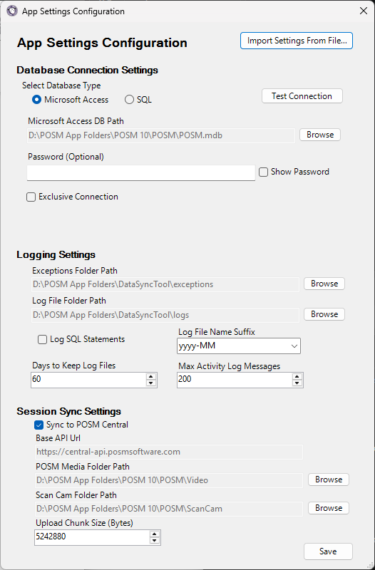 POSM Data Sync configuration