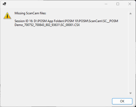 POSM Data Sync missing file warning