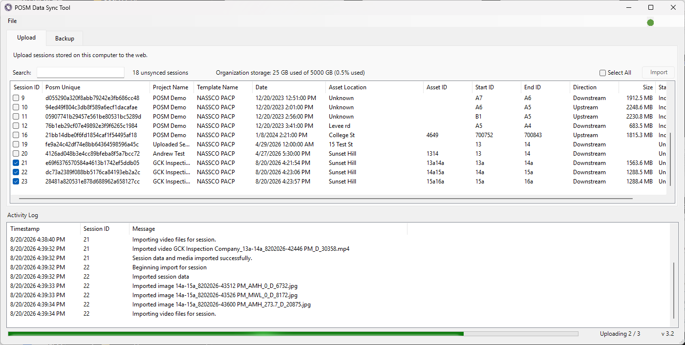 POSM Data Sync upload activity