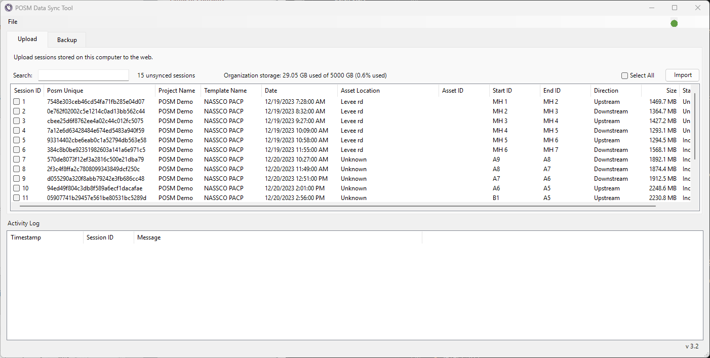 POSM Data Sync Upload tab