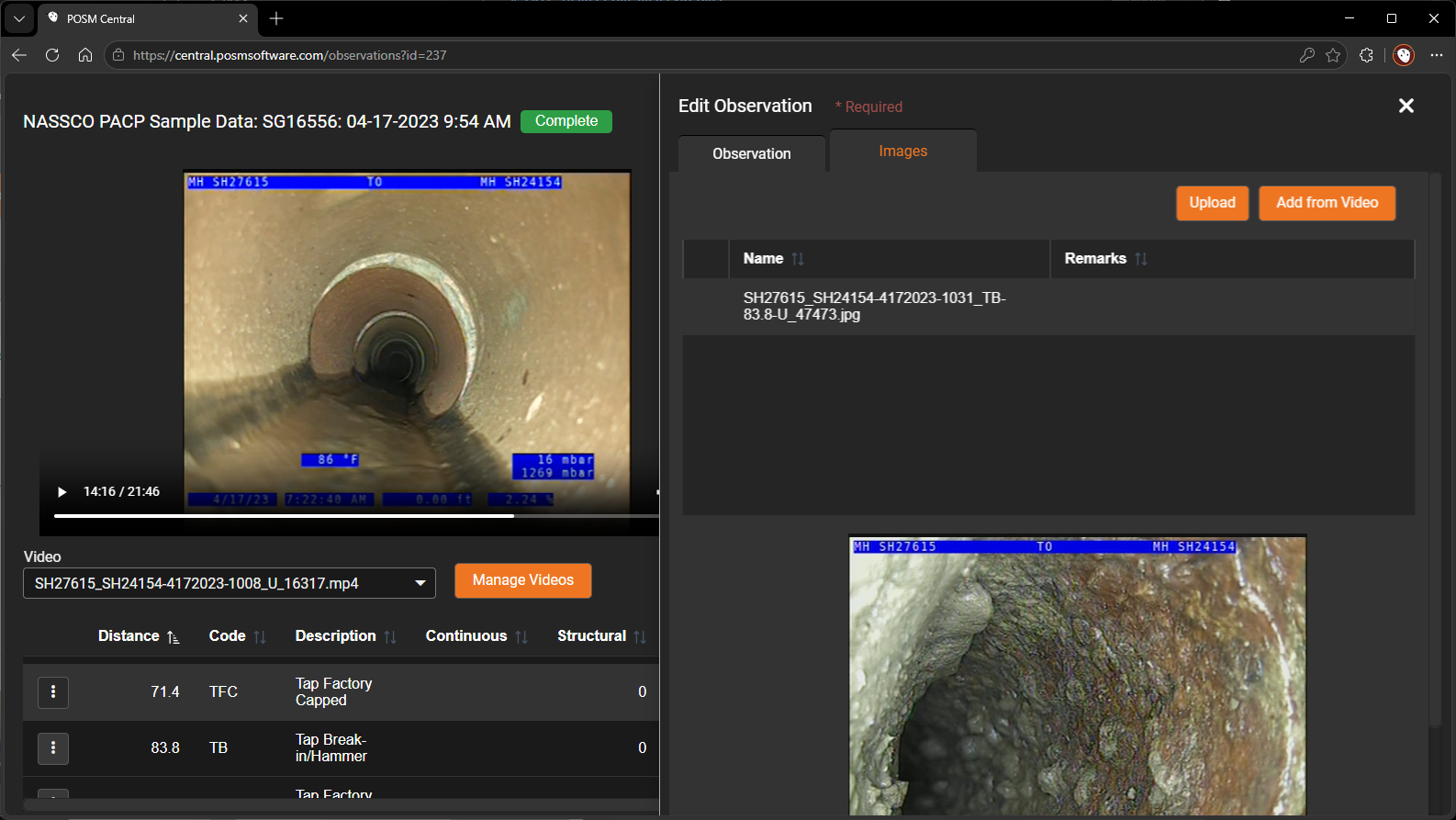 Add or Edit Observation Images Window