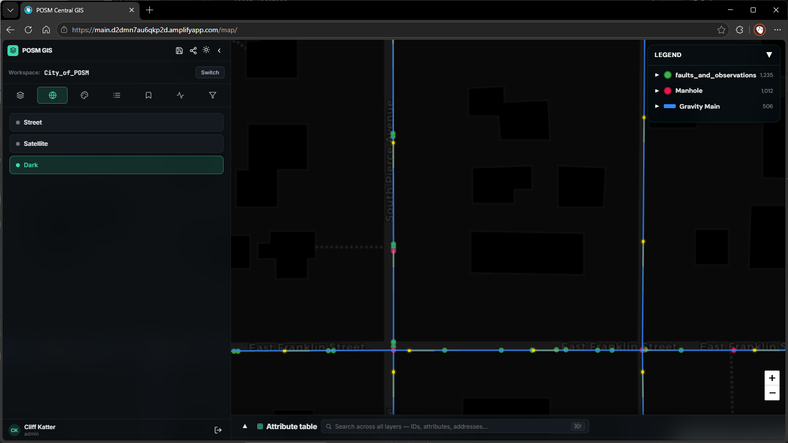 POSM Central GIS dark view