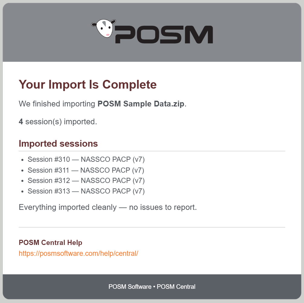 Import complete email