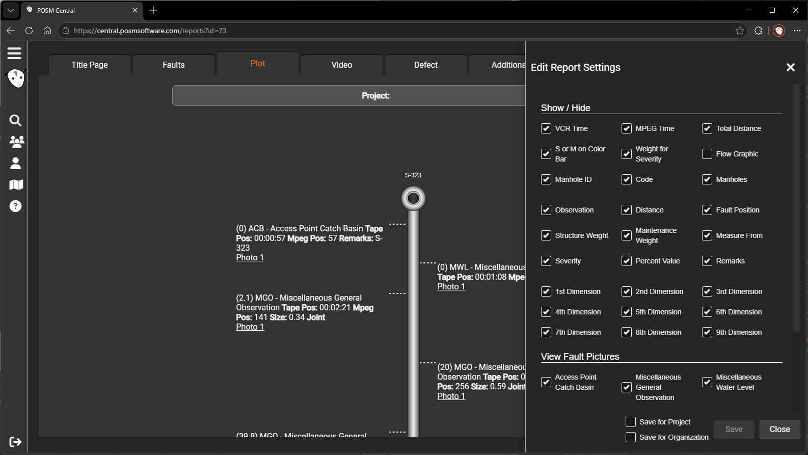 Plot Report Settings window