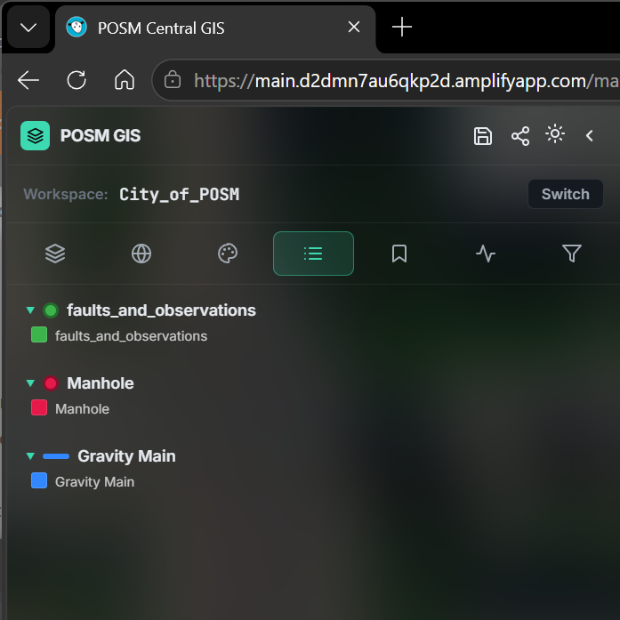 POSM Central GIS Legend panel