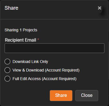 Sharing options in POSM Central
