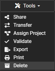 Delete inspections from the Tools menu