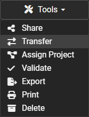Transfer inspections from the Tools menu