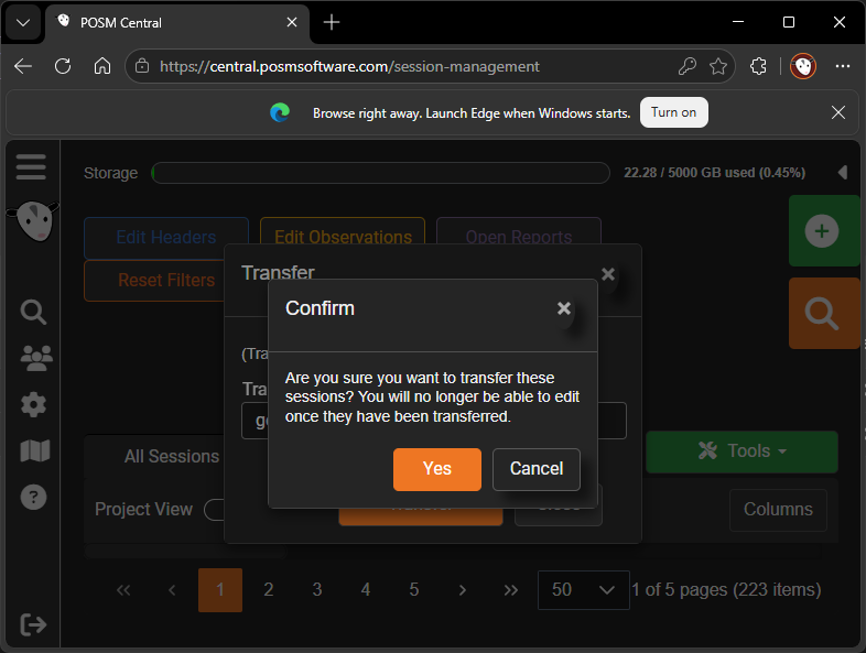 Confirm ownership transfer