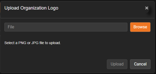 Upload Organization Logo window